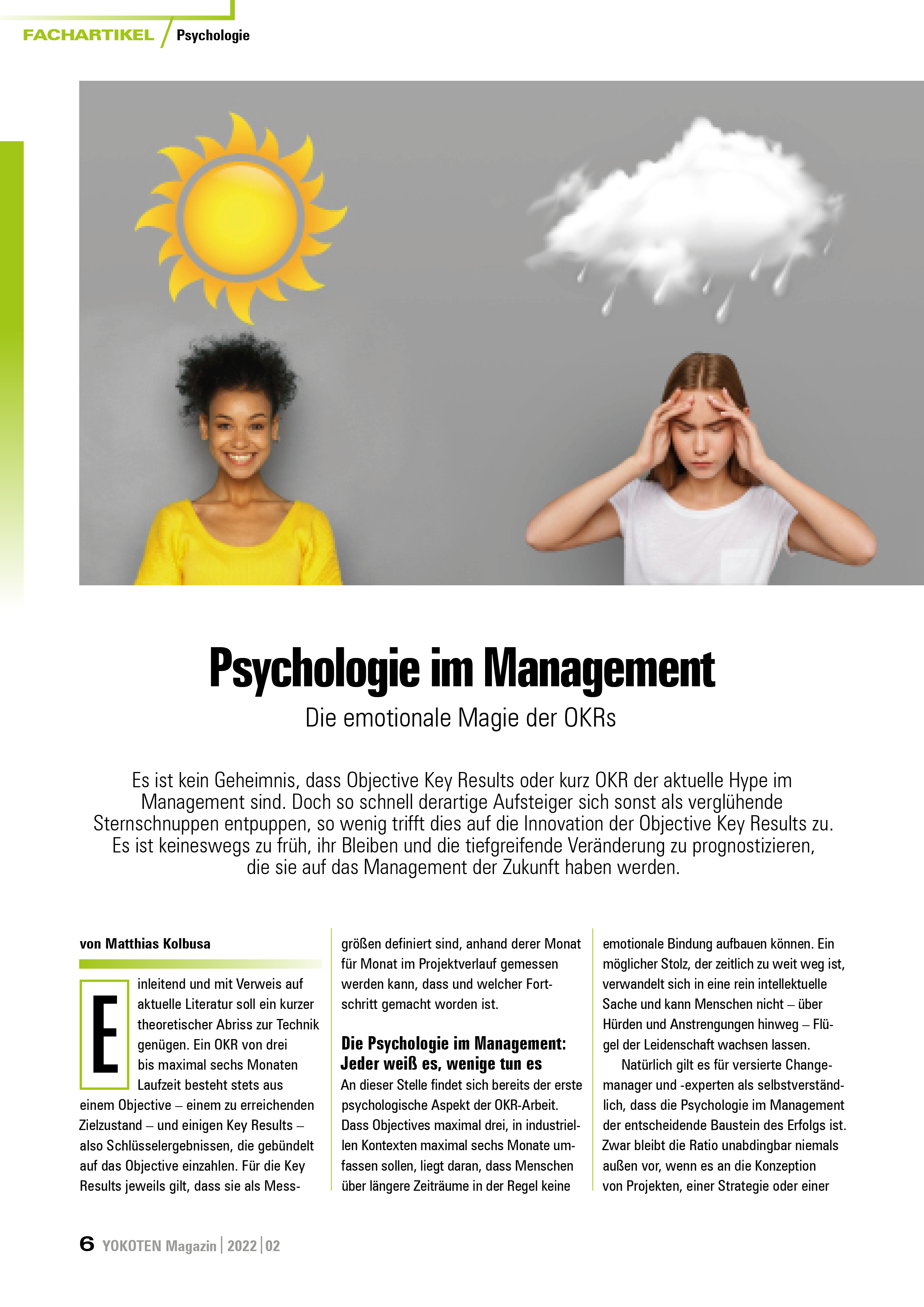 Psychologie im Management - Artikel aus Fachmagazin YOKOTEN 2022-02
